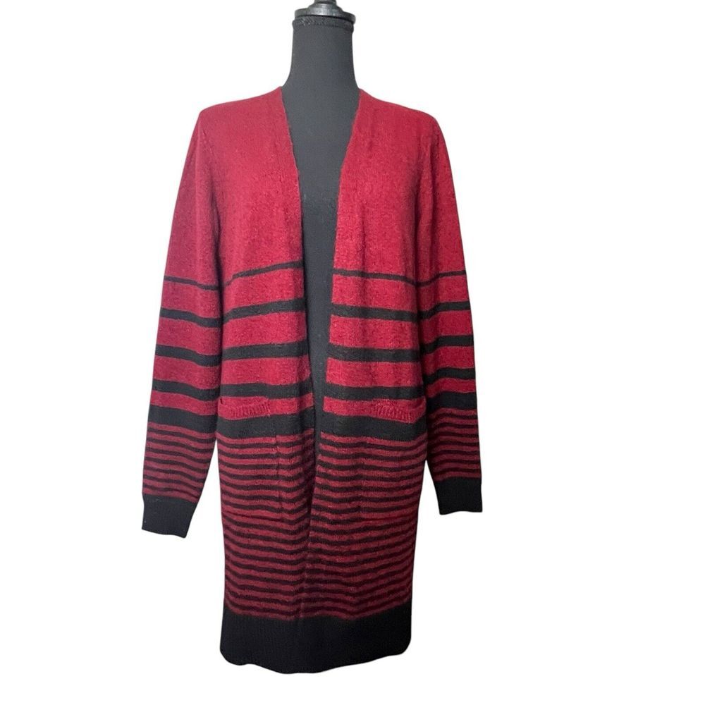 Fortune and Ivy Layla Women's Size S Long Sleeve Duster‎ Cardigan Burgundy/Black